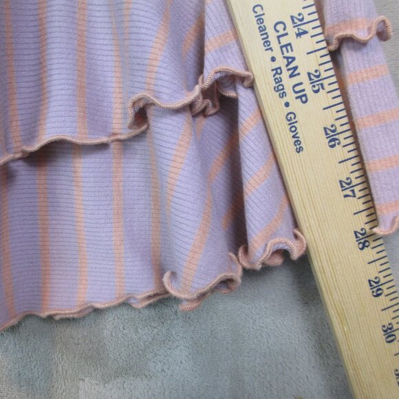 We the Free People Women’s Top Size L Lavender Peach Striped Ruffled Bell Sleeve - Picture 11 of 12